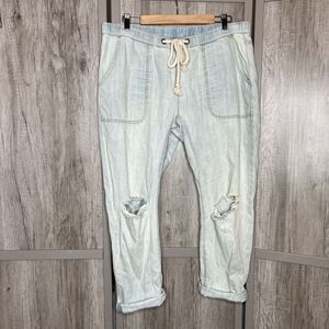 OneTeaspoon Shabbies Drawstring Boyfriend Jeans Light Wash Blue Color